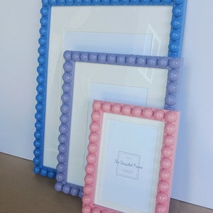 Bobbin Beaded Wooden Custom Glossy Picture Frame - Cottage / Eclectic Style - Hand-painted Custom Colors - Free Shipping