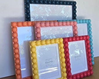 Handmade Made-to-Order Beaded Bobbin High Gloss Picture Frame: Chunky Style Cottagecore Decor