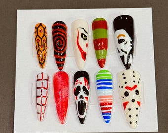 horror babe press on nail set