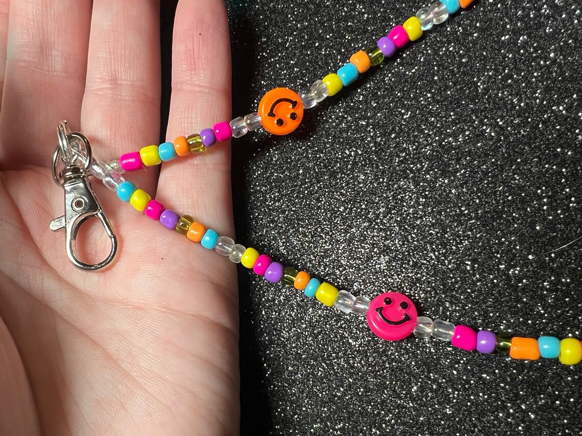 Bright Beaded Keychain - Etsy
