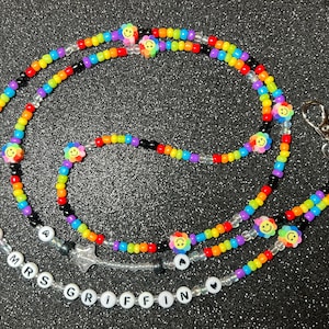 rainbow beaded lanyard