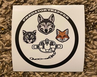 Predator Trapper Decal | Coyote Bobcat Red Fox | Indoor/Outdoor Decal | Durable Vinyl Decal | Car, Water Bottle, Laptop Sticker | 3x3"