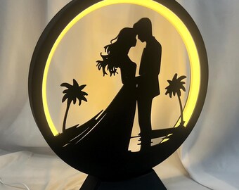 Lover's Embrace LED Table Lamp: Dimmable Warm White Light, Handmade PLA