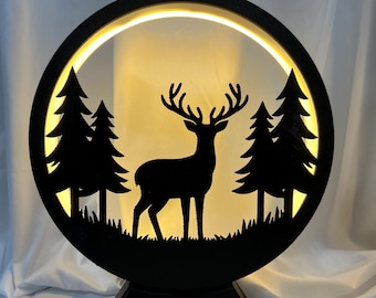 LED Deer Silhouette Lamp | 12" Dimmable Woodland Night Light