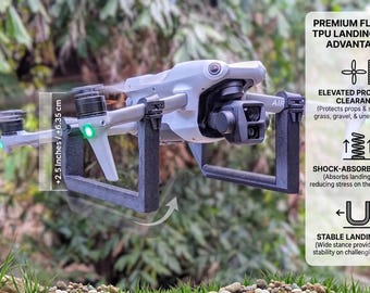 Premium Flexible TPU Landing Gear for DJI Air 3 Drone | Shock Absorbing Clip-On Extension