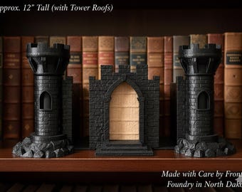 Huge Castle Bookend Set With Openable Gate And Hidden Storage - Bookshelf Fortification, Decor, Bookend, Book Nook