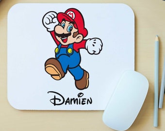 Tapis de souris mario personnalisé prénom au choix / cadeau personnalisable enfant / cadeau gamer