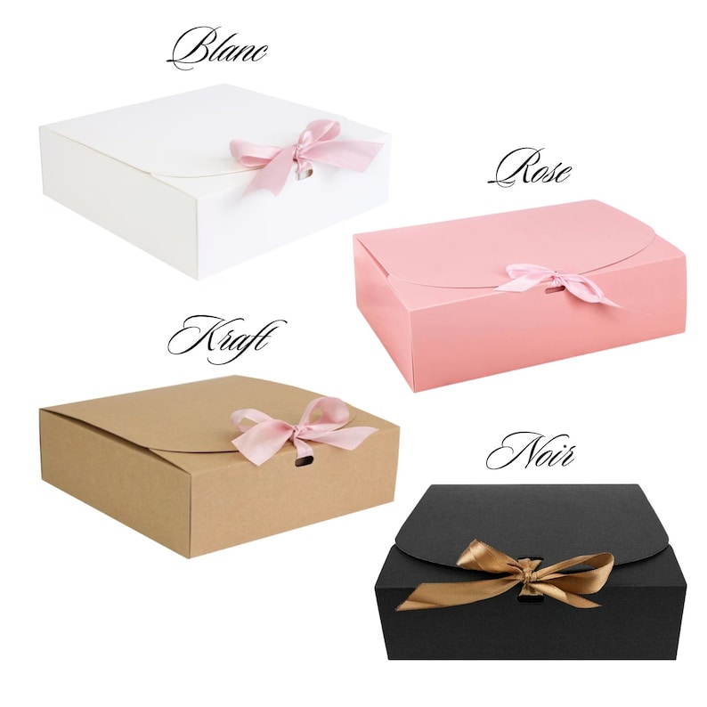 Customizable gift box with satin ribbon and tissue paper / text of your choice / personalized gift box / packaging with name custom image 8