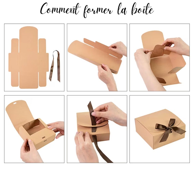 Boîte cadeau personnalisable avec ruban satin et papier de soie / texte au choix / coffret cadeau personnalisé / emballage avec prénom / image 5