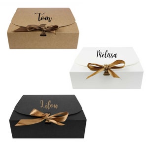 Caja de regalo personalizable con cinta de raso y papel de seda / texto de su elección / caja de regalo personalizada / embalaje con nombre imagen 3