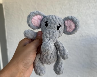 crochet elephant, stuffed animal elephant, little plushie elephant