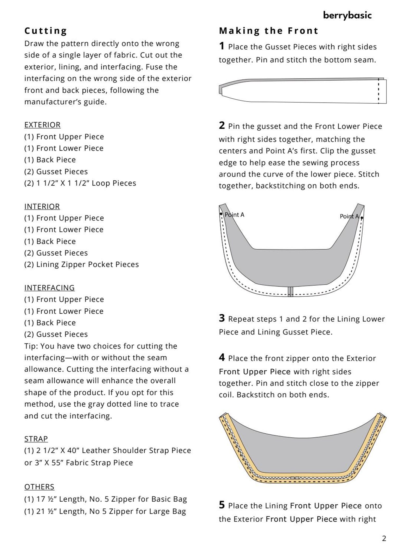 Esme Crossbody Sling Bag PDF Sewing Pattern (2 Sizes) - Easy Sewing ...