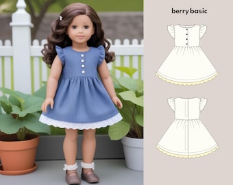 Patrón de costura en PDF para vestido Arroyo para muñeca de 45 cm (diseñado para American Girl, ¡también apto para nuestra generación!).