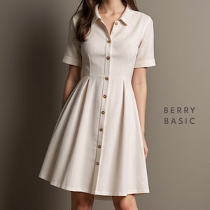 Luis Box Pleat Dress Sewing Pattern PDF | Button Down Shirt Dress | Collared Short Sleeve Dress Tutorial | Women Sizes 4-14 Digital Download
