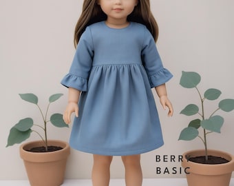 Patrón de costura en PDF para vestido de muñeca Annia de 45 cm (18") / Ropa para muñeca con mangas con volantes / Vestido babydoll para principiantes (hazlo tú mismo) / (Hecho para American Girl)