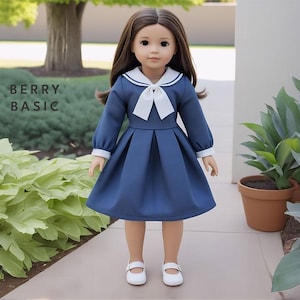 18&quot; Doll - Vaughn Sailor Collar Dress PDF Sewing Pattern (Made for American Girl, Fits Our Generation Too!)