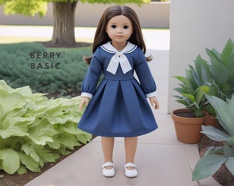 18" Doll - Vaughn Sailor Collar Dress PDF Sewing Pattern (Made for American Girl, Fits Our Generation Too!)