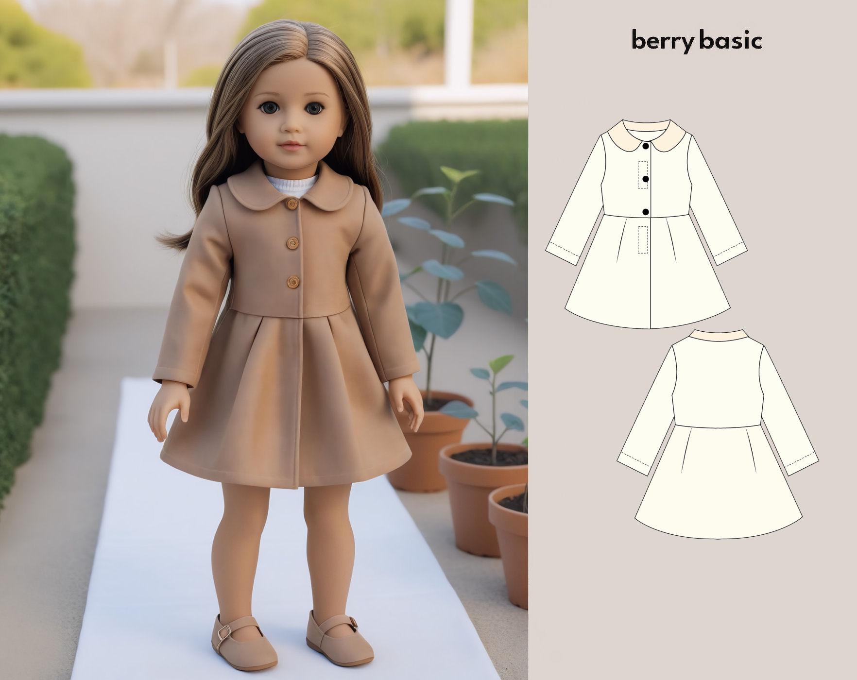 18 インチ人形 - Salas コート ドレス PDF 縫製パターン (アメリカ人