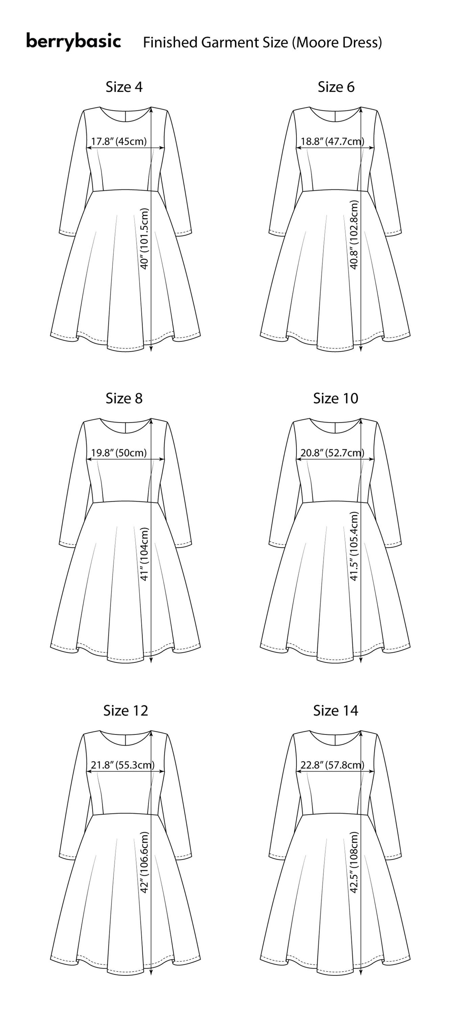 Moore Patterns Moore Fit and Flare Dress Sewing Pattern PDF | 3/4 Sleeve A-line Midi ...