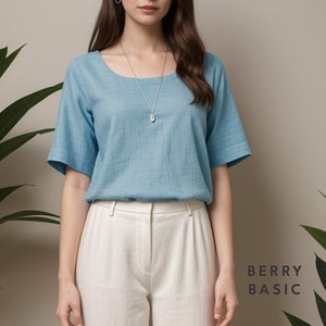 Leland Basic Top PDF Sewing Pattern  - 4 Kinds of Paper (A4, US Letter, A0, 36&quot;x48&quot;)