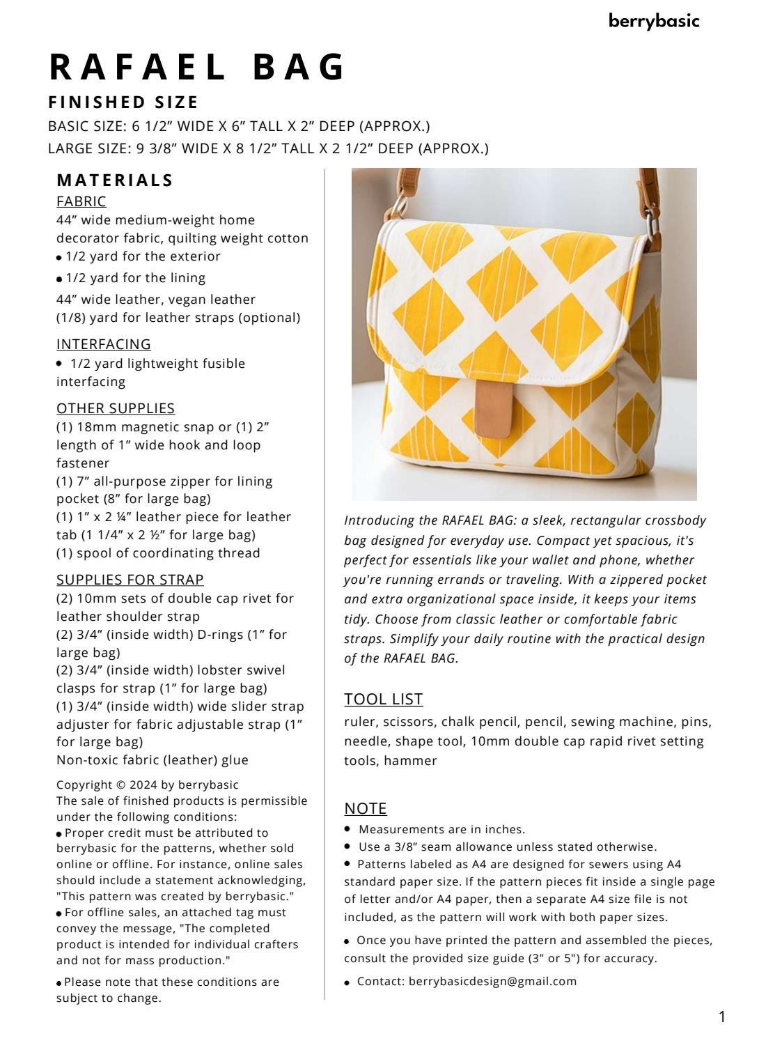 Maxwell Bag Pattern Rafael Cross Bag PDF Sewing Pattern (2 Sizes) - Easy Sewing Pattern - Etsy