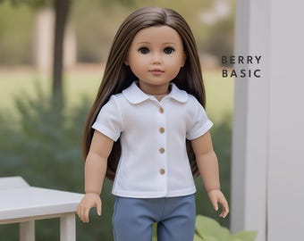18" Doll - Levi blouse pdf-naaipatroon (gemaakt voor American Girl, past ook bij onze generatie!)