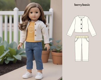 Patrón de costura en PDF para conjunto de blusa y pantalón Eisa para muñeca de 18" (diseñado para American Girl, ¡también se adapta a nuestra generación!)