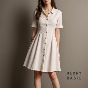 Vestido Luis Box Pleats - Molde de Costura em PDF - 4 Tipos de Papel (A4, Carta EUA, A0, 36" x 48")