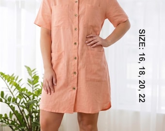 Curvy Fit Rueben-jurk pdf naaipatroon | Overhemdjurk grote maten | Jurk met korte mouwen en knoopsluiting | DIY-kleding voor beginners