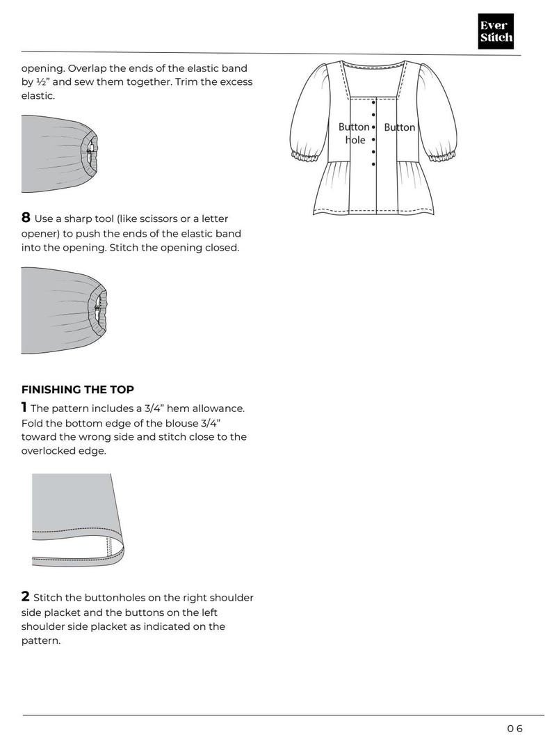 Square Neck Top PDF Sewing Pattern | Puff Sleeve Blouse Pattern ...