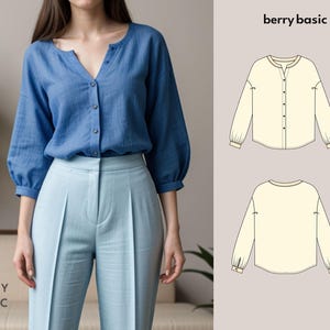 Cohen Blouse PDF Sewing Pattern  - 4 Kinds of Paper (A4, US Letter, A0, 36&quot;x48&quot;)