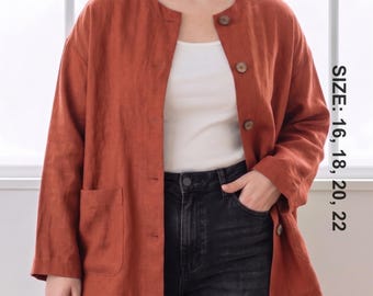 PDF-patroon Oliwier-jasje | Naaipatroon jas zonder kraag | Linnenkast | Casual overshirt met verlaagde schouders | Doorgestikte steken | Maten 16 t/m 22