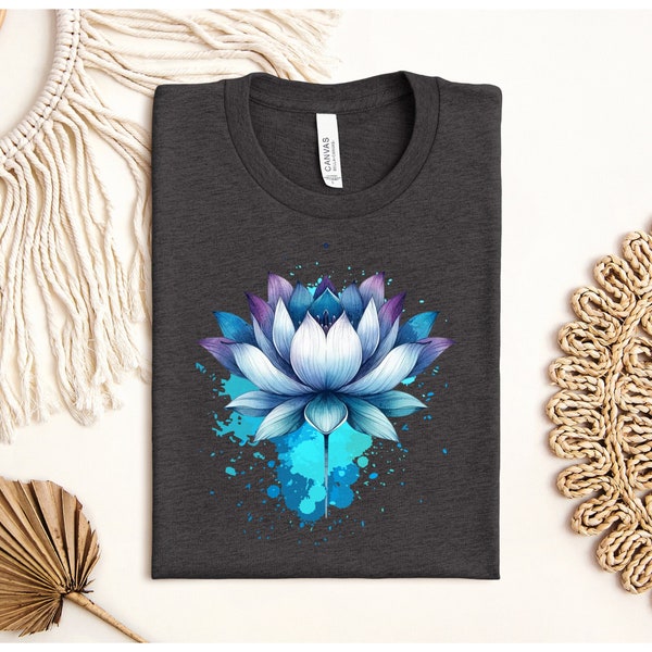 BLUE LOTUS Shirt, Yoga Lover, Lotus T-Shirt, Yogi Gift, Namaste Shirt, Mindfulness Shirt, Yoga Teacher Gift, Selfcare Gift, Yoga Clothes
