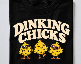 Dinking Chicks Pickleball Tee, Playful Chicken Graphic, Comfort Colors Shirt