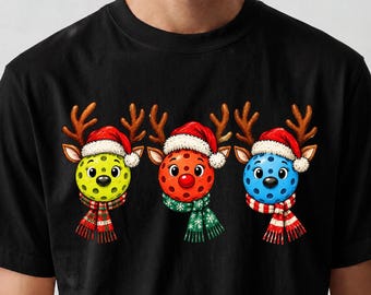 Pickleball Reindeer Christmas Shirt, Comfort Colors Cute Holiday Sports Tee, Funny Festive Pickleball Graphic T-Shirt
