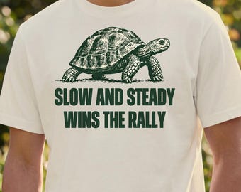 Slow and Steady Wins the Rally Pickleball Shirt, Vintage Tortoise Graphic Tee