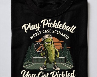 „Go Play Pickleball“-Shirt, „Worst Case You Get Pickled“, lustiges Pickleball-T-Shirt mit Grafik