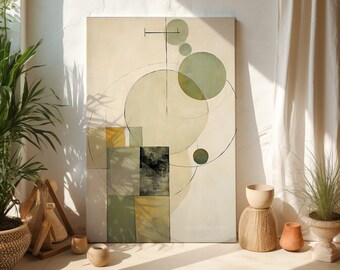 Green and beige Minimalist Abstract. Print, white Modern Art Decor, Wabi Sabi wall art. Japandi Style, trendy wall art livingroom decor