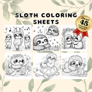 Fun Sloths Coloring Sheets Pack for Preschoolers Toddlers Simple Coloring Book Sloth Fun Coloring Pages Printable Homeschool For Kids adults