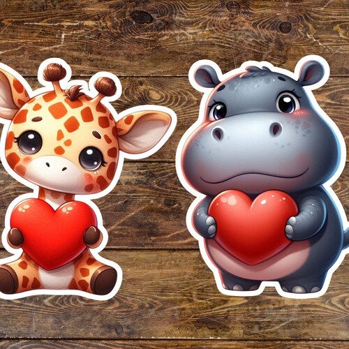 Cute Love Animal Sticker Gift Laminate Decal for Laptop Water Bottles Water Resistant Stickers for Phones Car Window Sign Notebook Journal