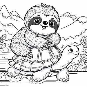 Fun Sloths Coloring Sheets Pack for Preschoolers Toddlers Simple