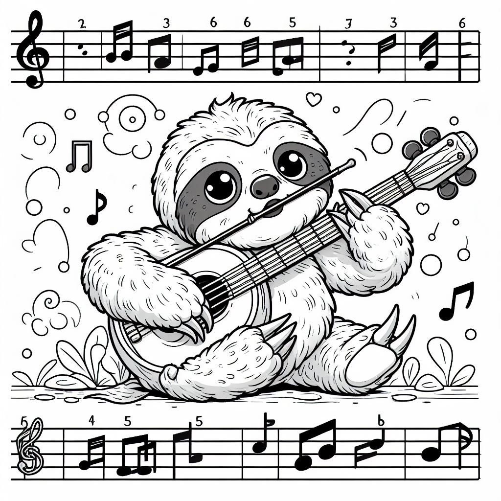 Fun Sloths Coloring Sheets Pack for Preschoolers Toddlers Simple ...