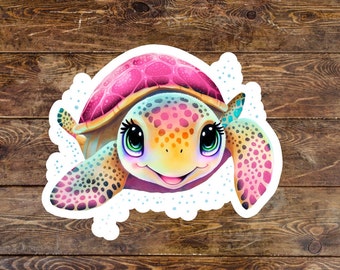 Cute Sea Turtle Holographic Vinyl Stickers for Turtle Lovers Die-Cut Decal Decorate Laptops Notebooks Phones Car Accessories / Journal Decal