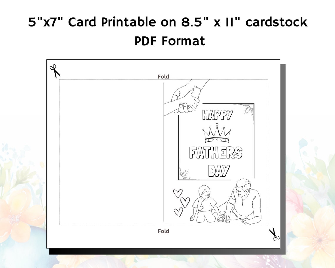 Printable Fathers Day Coloring Card, Fathers Day Card, Greeting Card ...