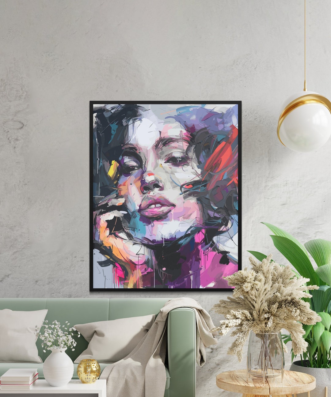 Abstract Woman Portrait, Digital Art Print, Colorful Modern Wall Decor ...