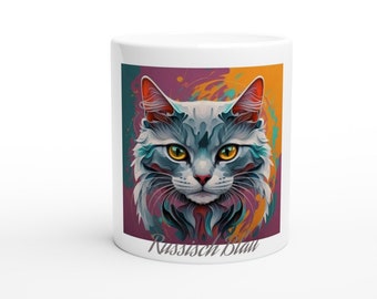 Mug chat bleu russe