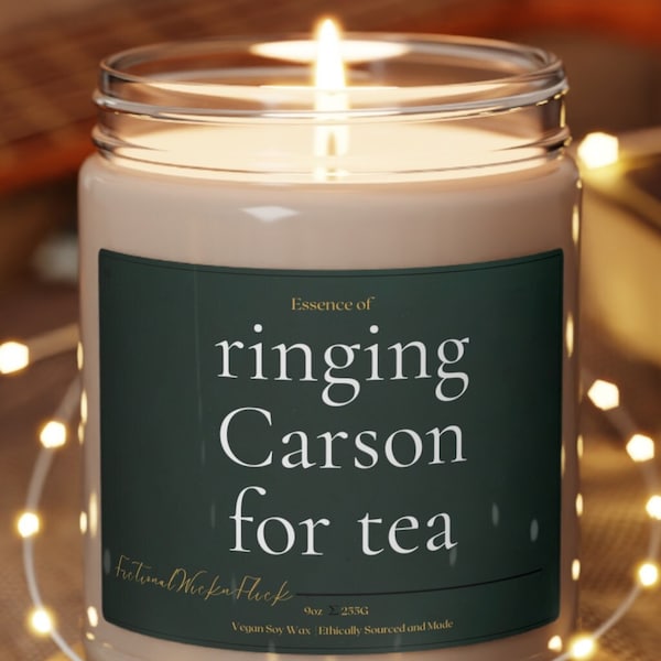 ringing carson for tea scented soy candle bookish downton period drama regency era historical fiction literary gift bookish book lover gift