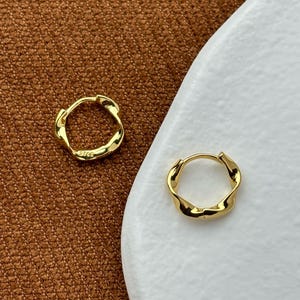 Gold Spiral Earrings, Silver Twist Hoops, Twisted Huggie Jewelry, Daily Basic Everyday Hoop, 14K Gold Plated 925 Sterling Silver Jewellery