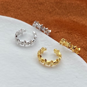 Orecchini semplici a forma di stella, graziosi orecchini a forma di stella non piercing, gioielli in argento sterling 925 placcato oro 14K per tutti i giorni