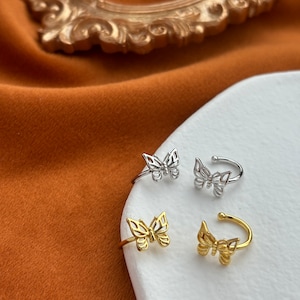 Dainty Butterfly Ear Cuff, Golden Butterfly Non-piercing Earrings, Silver Butterfly Jewelry, 14K Gold Plated 925 Sterling Silver Jewellery